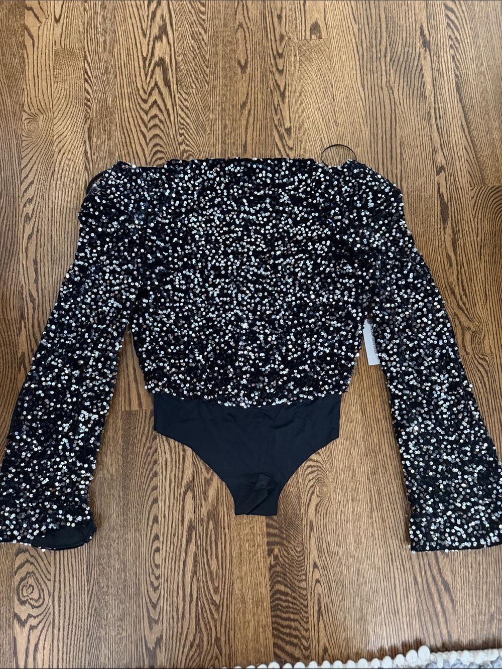 Anthropologie 4th reckless Black Sequin Long-Sleeve Kids One-Piece Bodysuit